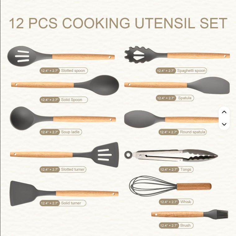 Silicon 12 Pcs Heat Resistant cooking utensils